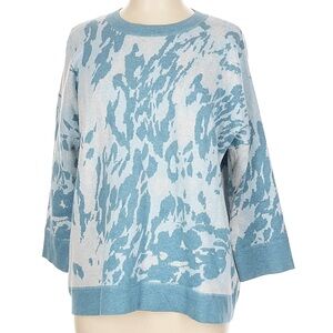 Kinross cashmere Light Blue Patterned Crewneck Women's Sweater